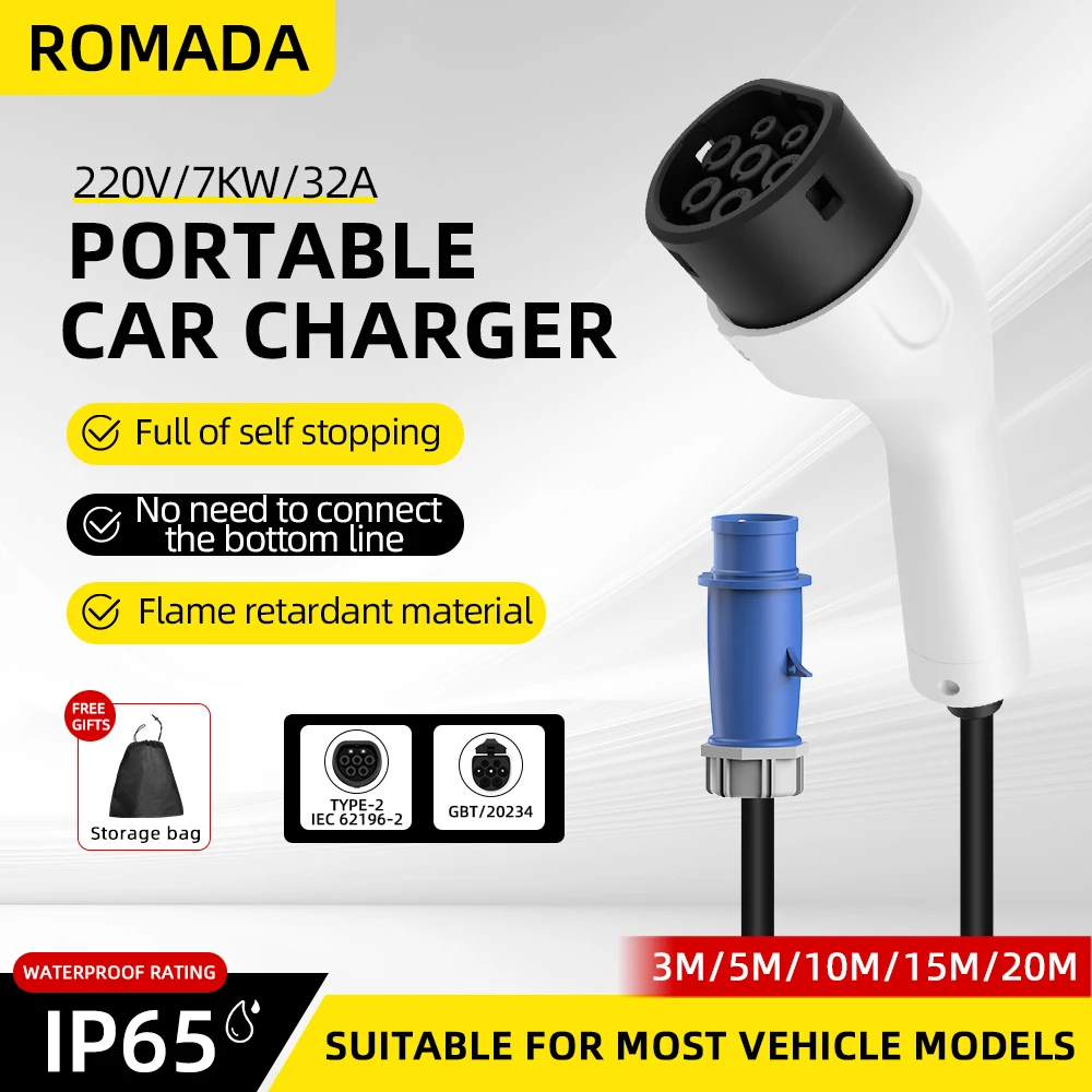 Carregador Portátil ROMADA Tip - Portable Ev Charger 32A Type 2 Cee Plug avaliação e preço