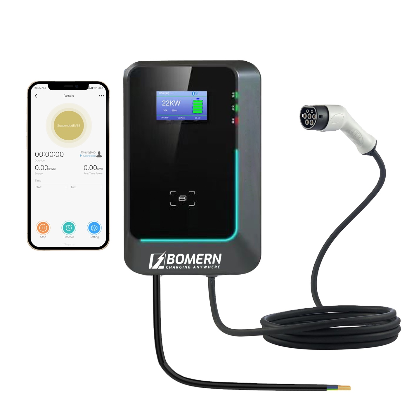 2025 venda quente 7kw/11kw/22k - 22Kw Wallbox Type 2 Ocpp Rfid avaliação e preço